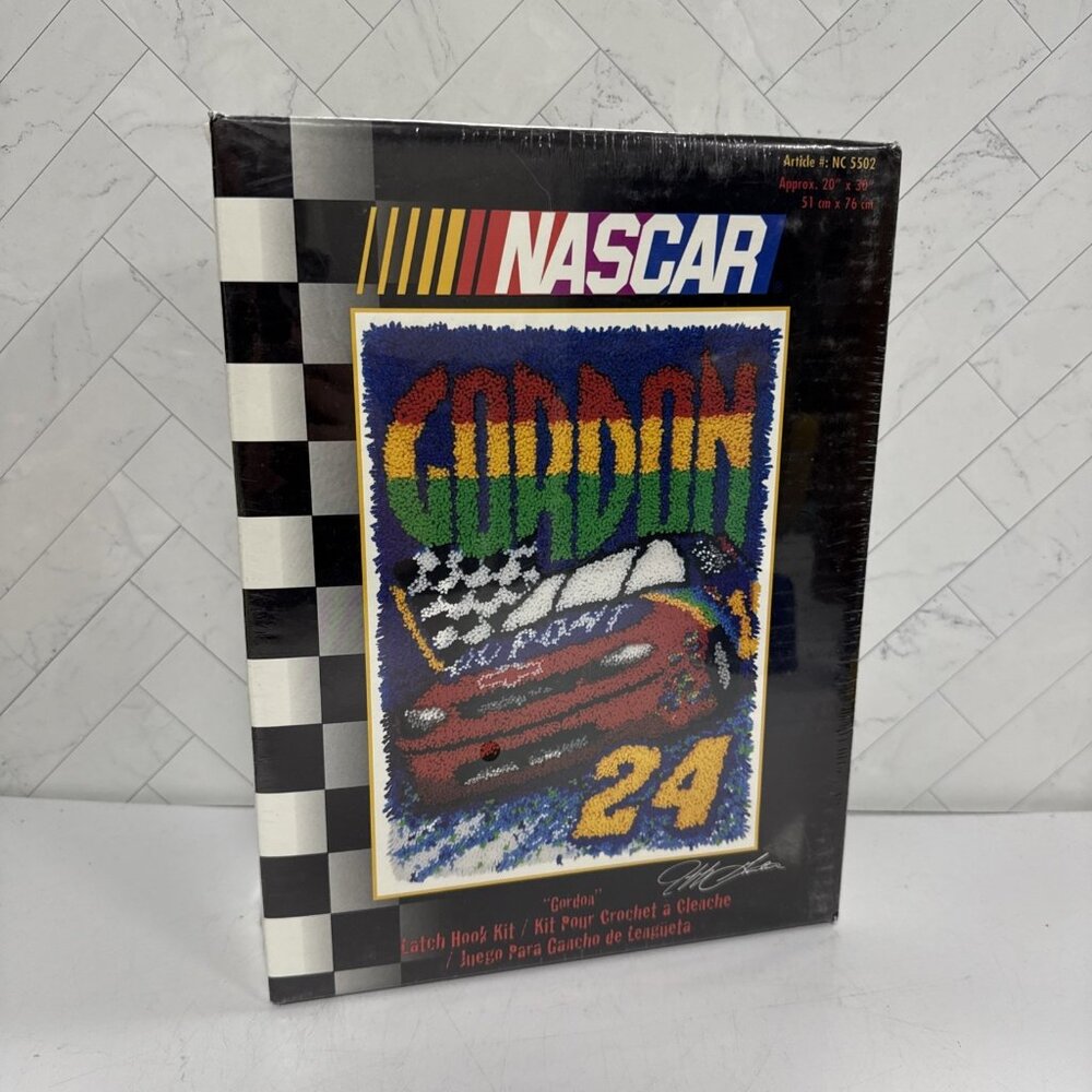 Vintage 90s 1999 Jeff "Gordon" DuPont NASCAR Racing Latch Hook Craft Kit 20x30"